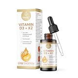 Vitamin D3 & K2 Tropfen – Hochdosiert mit 1.000 I.E. D3 und 20 µg K2 – Premium-Rohstoff K2VITAL® MK7 All-Trans – ohne Gluten, Laktose und Gentechnik – hergestellt & laborgeprüft in Deutschland