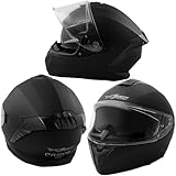 A-Pro Integralhelm Motorradhelm Rollerhelm Innensonnenblende Helm Matt Schwarz XL