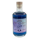 Blue Sensation Gin fruchtiger Handmade Gin mit Farbwechsel | Ändert bei Zugabe von Tonic Water die Farbe | Small batch aus dem Ruhrgebiet | 44% Vol, 0,5l