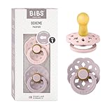 BIBS Boheme Schnuller 2er-Pack. BPA-frei. Kirschform Nippel, Größe 1 (0-6 Monate), Blossom/Dusky Lilac