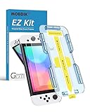 MOBDIK Schutz Glas für Nintendo Switch OLED Modell 2021 [EZ Kit] [Automatische Ausrichtung] - 2 Stück