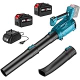 Laubbläser Akku, Akku Laubsauger 21V mit 2 × 4.5 Ah Akku und Ladegerät, 4500W Bürstenloser Motor, 210 km/h, 240m³/h, 5 Geschwindigkeitsstufen und Turbo-Modus, für Die Rasenpflege, Staubentfernung