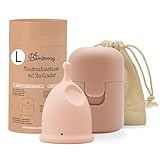 Bamboozy Luxus Menstruationstasse mit Sterilisator (L) - Wiederverwendbare Menstruationstasse aus Medizinischem Silikon - Bis zu 12 Stunden Schutz - Nachhaltig, Plastikfrei, ohne BPA