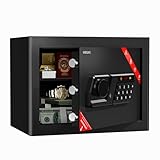 KABISAFE 20L Safe Tresor für Zuhause, Möbeltresor mit Zahlenschloss,Digitaler Tresor mit Herausnehmbares Regal und Alarmanlage,Wandtresor für Schmuck Bargeld Dokumente