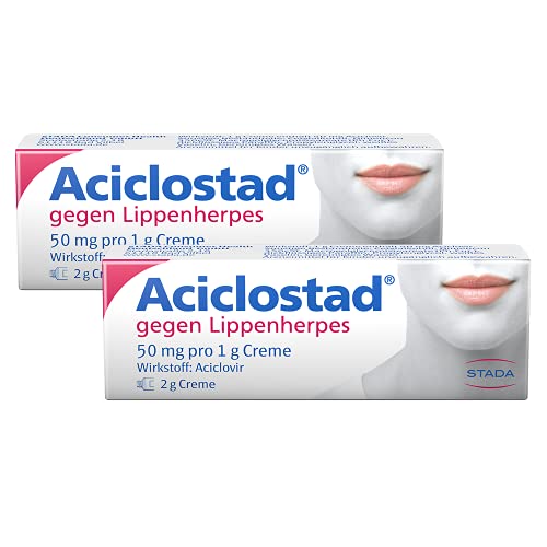 STADA Aciclostad Creme gegen Lippenherpes - 2 x Lippencreme zur lindernden Behandlung bei wiederkehrenden Herpesinfektionen mit Bläschenbildung - ab den ersten Symptomen, 2 x 2 g
