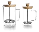 LACOR - Französische Kaffeemaschine, Kaffeepresse, Kaffeemaschine mit Kolben, französische Kanne für Filterkaffee, 3 Tassen, 0,35 l, Stahl und Holz