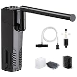 NICREW Aquarium Innenfilter, Einstellbarer Durchfluss Aquarienfilter mit Wasserpumpe für Aquarium von bis 80L, Leise, 7 W