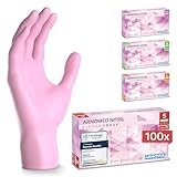 ARNOMED Einweghandschuhe Pink 100 Stück/Box, Einmalhandschuhe S, Nitrilhandschuhe, Handschuhe Einweg puderfrei, latexfreie Gummihandschuhe, Einweghandschuhe in XS, S, M & L verfügbar