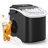 PALINTH Eiswürfelmaschine, Eiswürfelbereiter 9 Würfel in 6 Minuten fertig, Selbstreinigende Kleine Eiswürfelmaschinen mit tragbarem Griff für Küche, Büro, Bar und Party (1.2L)