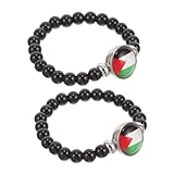Hemobllo 2 Stück Palästina Flaggen Armband Teiliges Schwarzes Perlenarmband Elastisch Patriotisches Schmuckstück für Damen und Herren Vielseitig Tragbar Modisch und