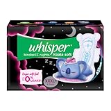 WHISPER Bindazzz Night Koala weiche Damenbinden, 4 XXXL+ Einlagen, bis zu 0 % Auslaufen, 85 % längere und breitere Rückseite, superweiches Oberteil, doppelte Umarmungsflügel, Einwegfolie