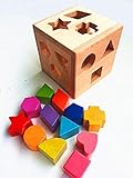 Fun World Toys Holzspielzeug 12 Stück Formsortierwürfel Baby – hochwertiges Holzspielzeug für die frühe Entwicklung