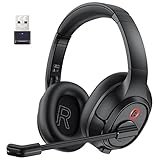 EKSA H6 Bluetooth Headset Mit Mikrofon & USB Dongle [Bis Zu 55 Stdn & 10 Meter Reichweite] Wireless PC Mit AI Noise Cancelling Mic, Over Ear Für Business/Büro/Home Office/Teams/Zoom