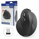 Hama kabellose Maus für Linkshänder ergonomisch EMW-500L (Wireless Funkmaus vertikal, links, 6-Tasten-Maus ohne Kabel mit optischem Sensor 1000/1400/1800 dpi), schwarz