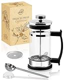 Pro@Home43 French Press Kaffeebereiter 0,35L für 2 Tassen (auch 0,6L), Glas Kaffeepresse, Tee und Kaffeezubereiter klein, inkl. 1x Ersatzfilter, 1x Edelstahl Kaffeelöffel und Geschenkbox