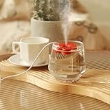 Mini-Luftbefeuchter, USB-Mini-Luftbefeuchter in Blumenform, 5 V Sicher, mit 4 Kurzen Wattestäbchen für das Büro (Rot)