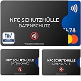BLOCKARD TÜV geprüfte NFC Schutzhülle (3 Stück) aus Kunststoff für Kreditkarte Personalausweis EC-Karte Bankkarte 100% NFC-Schutz Kreditkarten Schutz-Hülle RFID-Blocker abgeschirmt