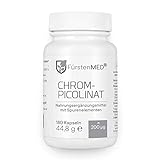 FürstenMED® Chrom Kapseln aus Chromium Picolinate (Chrom Picolinat) - Essentielles Spurenelement mit 200 mcg - 180 Vegane Kapseln - keine Tabletten