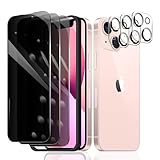 Fylnatc 3 Stück Sichtschutz Schutzfolie für iPhone 13 [6,1 Zoll]+ 3 Stück Kameraschutz mit einfachem Befestigungswerkzeug, Anti-Spy Panzer Schutz Glas, Anti-Spionage Panzerfolie, gehärtetem Glas