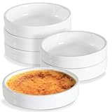 ONEMORE Auflaufförmchen, 115 ml, Creme Brulee Auflaufförmchen, ofenfest, Keramik, flache Souffleschalen zum Backen von Vanillepudding, Mini-Kuchen, Pudding und Dip-Saucen, 11,4 cm, weiß,