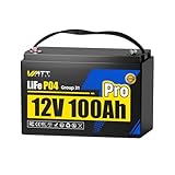 Wattcycle Akku LiFePO4 12V 100Ah, BCI Gruppe 24, 15000 Zyklen, BMS 100A, mit Thermoschutz