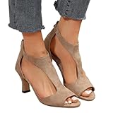 damen schuhe elegant und bequem, Sandalen Damen mit Absatz Sommer Hallux Valgus High Heels Schuhe Sommerschuhe Offene Slingback Pumps Elegant und Bequem Sandaletten Weite H Absatzschuhe Tanzschuhe