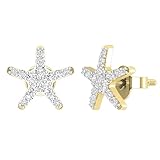 Dazzlingrock Collection 0,35 Karat (ctw) runder weißer Diamant Damen Seestern Ohrstecker 1/3 Karat 18K Gelbgold