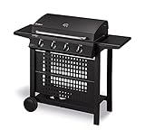 Enders Gasgrill SAN DIEGO NEXT 4, 4 Brenner aus Edelstahl, mit Grillthermometer, kleiner Gasgrill, Camping, Edelstahlrost, Balkon Gas Grill,stabile Seitenablagen #80176