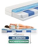 AM Qualitätsmatratzen - Premium Gelschaum-Matratze 90x200cm H3-1000 Federn - Taschenfederkernmatratze Gelschaum 90 x 200-6 cm Gelschaumauflage - 24cm Höhe - Made in Germany