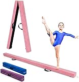 RELAX4LIFE Gymnastikbalken, faltbar, 210 cm, aus Finette mit erhöhten Füßen, tragbarer Bodenbalken mit Tragegriffen, Gymnastik, Material für Kinder und Erwachsene (Rosa)