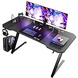 GTPLAYER Gaming Tisch, Gaming Schreibtisch 120 x 60cm, PC Tisch Gamer Tisch mit Kohlefaseroberfläche, Stabiler Computertisch mit Kopfhörerhaken, Schwarz