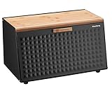 Klausberg Brotbox Brotkasten Brotkiste Holz Edelstahl Brotkorb (Black)
