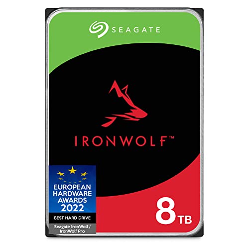Seagate IronWolf 8 TB interne Festplatte, NAS HDD, 3.5 Zoll, 7200 U/Min, CMR, 256 MB Cache, SATA 6 Gb/s, silber, 3 Jahre Data Rescue Service, FFP, Modellnr.: ST8000VNZ04