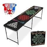 MYBEERPONG® Bier Pong “Multigame“ Trinkspiel Tisch | inkl. 69 teiliges Bierpong Becher Set & Tischtennisbälle | 5 Partyspiele mit Zubehör kombiniert