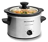 Elite Gourmet MST-250XS# 1,5 Liter Elektro-Slow Cooker Keramiktopf, einstellbare Temperatur, Kontrollleuchte, antihaftbeschichtet, spülmaschinenfest, Vorspeisen, Saucen, Suppen, Braten, Edelstahl