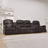 KTHLBRH Massagesofa 4-Sitzer, Heimkino-Sitze, geeignet für Wohnzimmer, Schlafzimmer, Lounge, Home Office，mit Getr?nkehaltern Schwarz Kunstleder