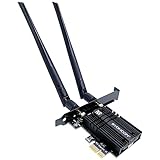 SYONCON WiFi 6E AXE5400 PCIe WLAN Karte für PC Intel AX210 Chipsatz mit Bluetooth 5.3 PCI Express Netzwerkkart Tri-Bands (6GHz/5GHz/2,4GHz) Bis zu 5374Mbit/s Geeignet für Windows 10/11 (Schwarz)