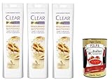 Clear Sport Shampoo, Ausgleichend, Für Kräftige Haare, Mit Niacinamid, 3x225ml + Italian Gourmet polpa 400g