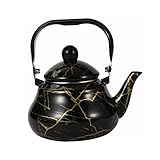 HOMOBABE 1 Stück Marble Pattern Wasserkocher Pear Shaped aus Emaille Schwarz für Heiße und Kalte Getränke für Teeliebhaber und Kaffeegenießer