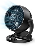 Dreo 28dB leiser Tischventilator, 30cm hoher Ventilator mit Kühlung, 3 Geschwindigkeiten 21m Luftstrom, 120° verstellbar Neigungswinkel Turbo-Luftzirkulator, tragbarer Lüfter für Schlafzimmer, Schwarz