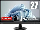 Lenovo D27-45 | 27' Full HD Monitor | 1920x1080 | 75Hz | 250 nits | 4ms Reaktionszeit | HDMI | VGA | AMD FreeSync | schwarz