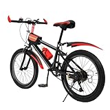 KLOOLIVE 20 Zoll Kinderfahrrad Mountainbike 7 Gang Kinder MTB Fahrrad für Jungen Mädchen Bicycle Rot
