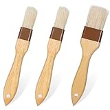 3 Stück Backpinsel, Pinsel zum Kochen, Pinsel Backen, Küchenpinsel Hitzebeständig Bratpinsel Ölpinsel, Holzgriff Backen Kochpinsel für Öl Aufstrich Grill Gebäck Sauce BBQ Butter Marinade