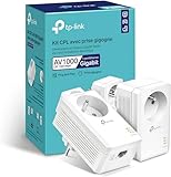 TP-Link CPL 1000 Mbps, 1 Gigabit-Port und integrierte Steckdose, 2 Stück CPL – ideal für den Genuss des Multi-TV-Services zu Hause, kompatibel mit Allen Boxen, TL-PA7017P KIT (FR)