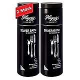 Hagerty Set 2x Silver Bath Silbertauchbad mit Anlaufschutz je 580 ml I Effektives Silberputzmittel für Besteck aus Silber & versilbertem Metall I Silber-Reinigungsbad für erneuerten Glanz + Tauchkorb