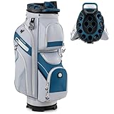 COSTWAY Golfbag, leichtes Golf Cart Bag mit 14 er Unterteilung & Tragegurt, tragbare Golftasche mit Regenhaube & 11 Taschen, Golfwagentasche wasserabweisend für Herren & Damen (Marineblau)
