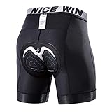 NICEWIN Radunterhose Herren mit Sitzpolster Radlerhose Unterwäsche 4D Gepolsterte Fahrradhose Kurz Atmungsaktive schnelltrocknende stoßfeste Herren Fahrrad Unterhose, XL, Schwarz