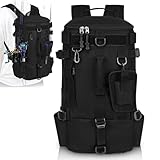 WIYETY Angelrucksäcke mit Rutenhalter, Angeltasche, Angelgerät Rucksack mit Rutenhalter, Angeltasche für Angeln, Fisch Carryall Rucksack Rucksack für Angeln Camping Wandern Radfahren 21x17x43cm