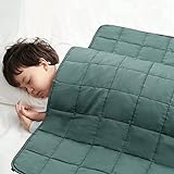 RECYCO Kinder Gewichtsdecke 2,3kg 90x120cm Schwere Bettdecke aus Baumwolle mit Glasperlen Therapiedecke Schlafhilfe Stressabbau für Kinder und Jugendliche (Grün)