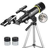 Teleskop für Erwachsene Anfänger, 70mm Aperture 400mm AZ Mount Voll Multi-Coated Optics Refraktor Tragbare Teleskope, Reiseteleskop mit Stativ und Telefon Adapter